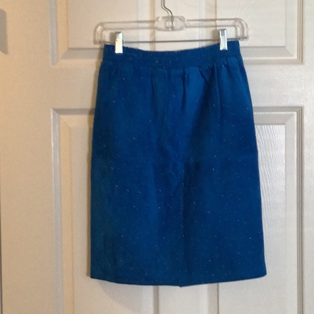 Vintage EJ Harper Royal Blue Two Piece Suede Skirt Set - Picture 3 of 9